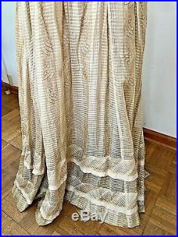VINTAGE EARLY 1800s'PRAIRIE' STYLE DRESS-FULL LENGTH- SLIP ATT. FAWN HUED-S
