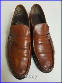 VINTAGE FENDI Men's Moc-Toe Slip-On Formal Shoes Dress Loafers Brown Sz 11D