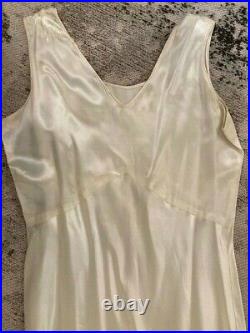 VINTAGE Original 1930s Ivory Silk Satin Slip Dress Good Wearable Size