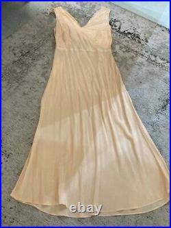VINTAGE Original 1930s Peach Silk Slip Dress Good Large Size