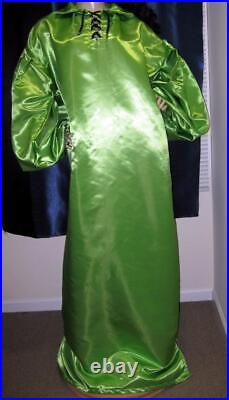 VINTAGE SATIN! Special High Gloss Apple Green Bridal Satin Balloon Shirt Gown