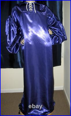 VINTAGE SATIN! Special High Gloss Purple Plum Bridal Satin Balloon Shirt Gown