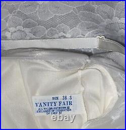 VINTAGE SLIP Chemise LINGERIE SILKY WHITE nylon chiffon VANITY FAIR sz 38 9#B1