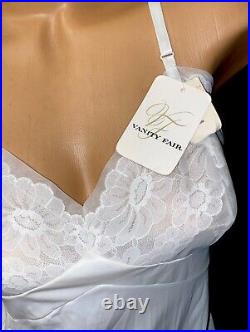 VINTAGE SLIP Chemise LINGERIE SILKY WHITE nylon chiffon VANITY FAIR sz 38 9#B1