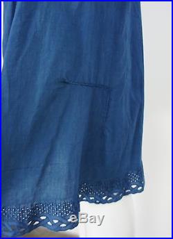 VINTAGE SLIP DRESS HAND DYED in ORGANIC NATURAL INDIGO size SMALL