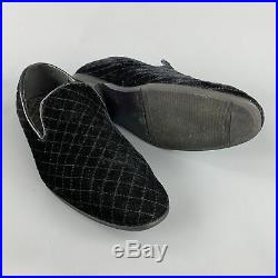VINTAGE Size 9 Black Quilted Velvet Slip On Loafers