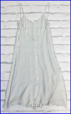 VINTAGE TOM FORD Gucci AW99 Crystal Trim Eau De Nil Silk Slip Dress IT42/UK10