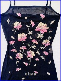 VIVIENNE TAM 90s Vintage Floral Embroidered Mesh Slip Dress S