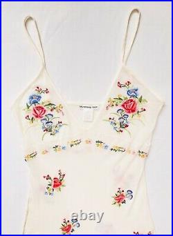 VIVIENNE TAM 90s Vintage Mesh Floral Embroidery Slip Dress