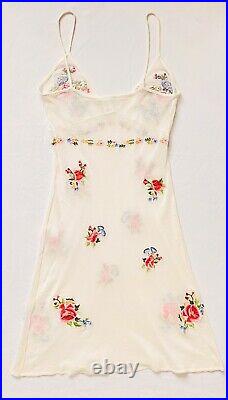 VIVIENNE TAM 90s Vintage Mesh Floral Embroidery Slip Dress