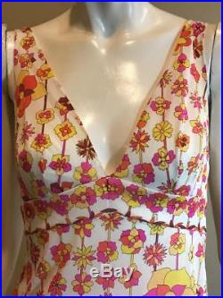 VIntage EMILIO PUCCI Floral Print Formfit Rogers Semi-Sheer Slip Dress Size 2