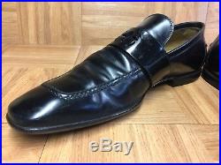 VNTG GUCCI Black Leather GG LOGO Loafer Slip On Sz 9 Men's Made In Italy LE
