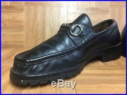 VNTG GUCCI Black Leather Horsebit Loafer Slip On Sz 8 Men's Made In Italy LE