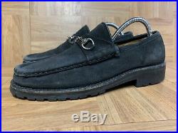 VNTG GUCCI Black Leather Horsebit Loafer Slip On Sz 9 B Made In Italy LE