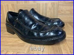 VNTG Gucci Platform Black Leather Men's Shoes Slip On MOC Made In Italy Sz 10