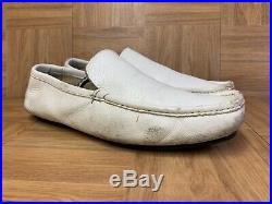 VNTG Gucci Slip On Loafers White Leather MOC Men's Shoe Made In Italy Sz 43