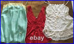 VTG 15 Pc Lingerie Lot Size L & XL Teddies, Slips, Chemises, Gown Variety Pretty