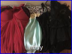 VTG 15 Pc Lingerie Lot Size L & XL Teddies, Slips, Chemises, Gown Variety Pretty