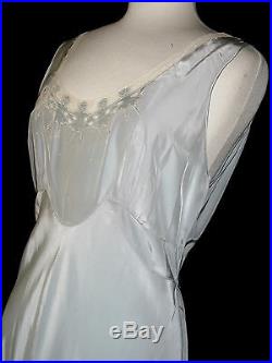 Vtg 1940's Yolande Silky Rayon Satin Bias Dress/gown Ballet Figures 38