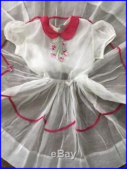 VTG 1950s Girls White & Pink ORGANDY Party DRESS & RUFFLE Slip A CARI CLASSIC 6