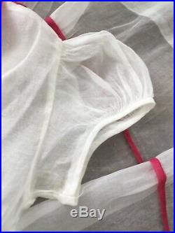 VTG 1950s Girls White & Pink ORGANDY Party DRESS & RUFFLE Slip A CARI CLASSIC 6