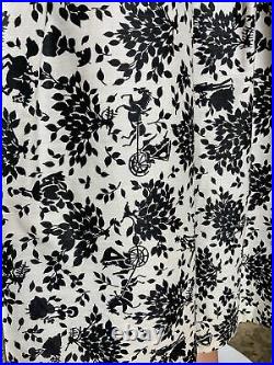 VTG 1960's Black & White Print Special Occasion Dress Full Crinoline Slip SZ 11