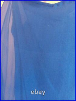 VTG 1980's Oleg Cassini 2 Piece Evening Dress Beaded Sequin Silk Blue Sz 16 NOS