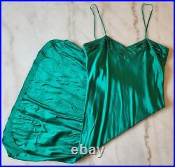 VTG 1990s Gold Label Victoria's Secret Med 100% Silk Slip Dress Emerald Green