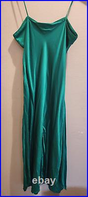 VTG 1990s Gold Label Victoria's Secret Med 100% Silk Slip Dress Emerald Green