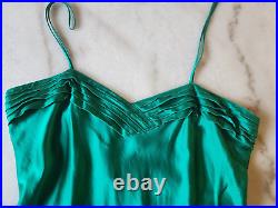 VTG 1990s Gold Label Victoria's Secret Med 100% Silk Slip Dress Emerald Green