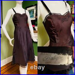 VTG 40s 50S Barbizon Nylon Orlon Lace Full Slip Dress Hollywood Nightgown 36 M