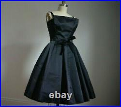 VTG 50's 60's SUZY PERETTE BLK COCKTAIL DRESS with TULLE SLIP & CHEST PANEL ACCENT