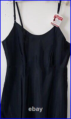 VTG 50's The Snip-It Full Slip Dress SZ 44 Taffeta Jet Black Original Tag RARE