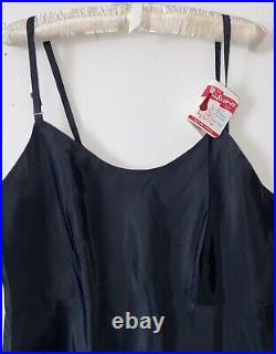 VTG 50's The Snip-It Full Slip Dress SZ 44 Taffeta Jet Black Original Tag RARE