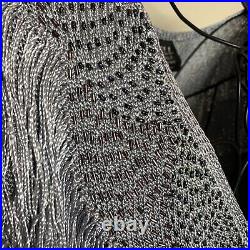 VTG 60s Dell Originals Los Angeles Gray Beaded Fringed Dress women's size m