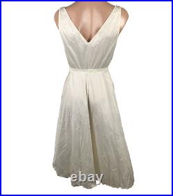 VTG 60s VANITY FAIR IVORY Dress SLIP Sissy Lace Hem Trim 32 Nightgown Belted