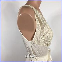 VTG 60s VANITY FAIR IVORY Dress SLIP Sissy Lace Hem Trim 32 Nightgown Belted