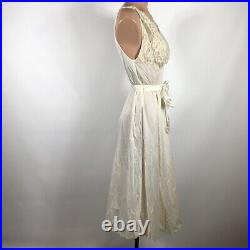 VTG 60s VANITY FAIR IVORY Dress SLIP Sissy Lace Hem Trim 32 Nightgown Belted