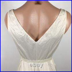 VTG 60s VANITY FAIR IVORY Dress SLIP Sissy Lace Hem Trim 32 Nightgown Belted