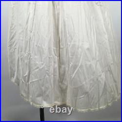 VTG 60s VANITY FAIR IVORY Dress SLIP Sissy Lace Hem Trim 32 Nightgown Belted