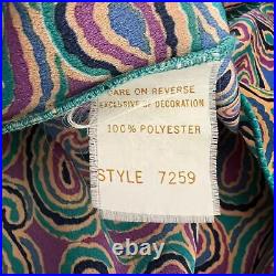 VTG 80s Mary McFadden I. Magnin Slip Dress Maxi Allover Paisley Green Purple S