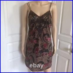 VTG 80s Victoria's Secret Gold Label Black Paisley Lace Slip Dress M