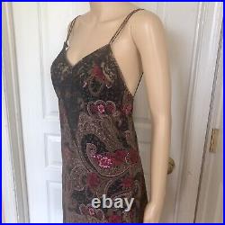 VTG 80s Victoria's Secret Gold Label Black Paisley Lace Slip Dress M