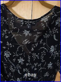 VTG 90's Ann Ferriday Sheer Black Dress Y2K One Size Floral Embroidery EUC Sexy