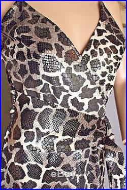 VTG 90's Betsey Johnson NY Shiny Snake Skin Print Iridescent Slip Party Dress S