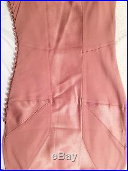 VTG 90's John Galliano Blush Silk Satin Midi Slip Party Dress Lingerie sz S