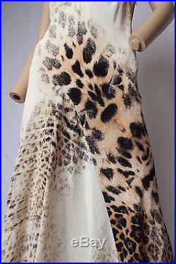 VTG 90's Roberto Cavalli Italy Leopard Signed Animal Print Silk Slip Dress M