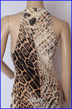 VTG 90's Roberto Cavalli Italy Leopard Signed Animal Print Silk Slip Dress M