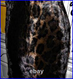 VTG 90s Betsey Johnson Dress Leopard Print FAUX FUR Slip Sheath Bodycon S 2 4 6