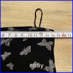 VTG 90s Forever 21 Black Velour Butterfly Midi Sheath Dress Womens M Made in USA